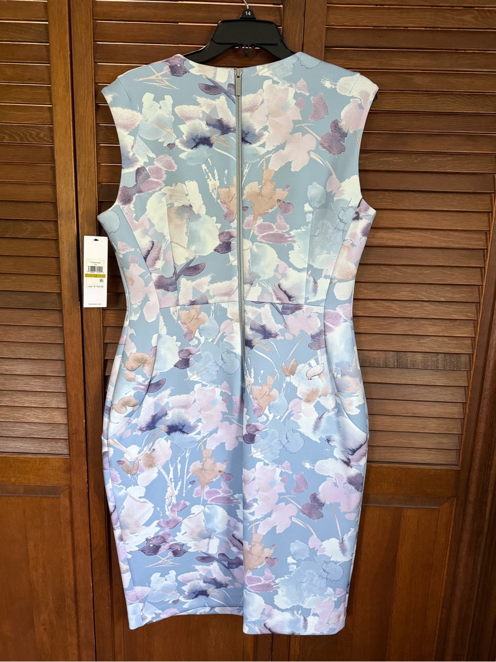 Calvin Klein Pastel Floral V-Neck Midi Dress - Picture 5 of 5